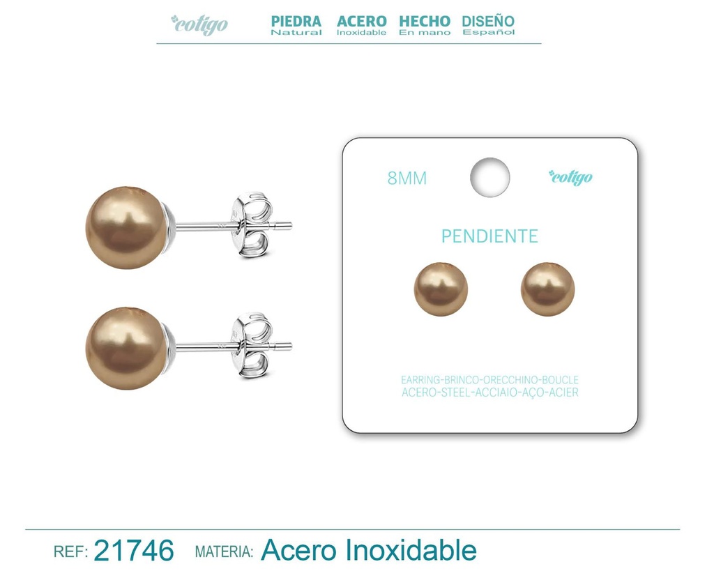 Pendiente de perla redonda 10mm - Joyería femenina y accesorios de moda
