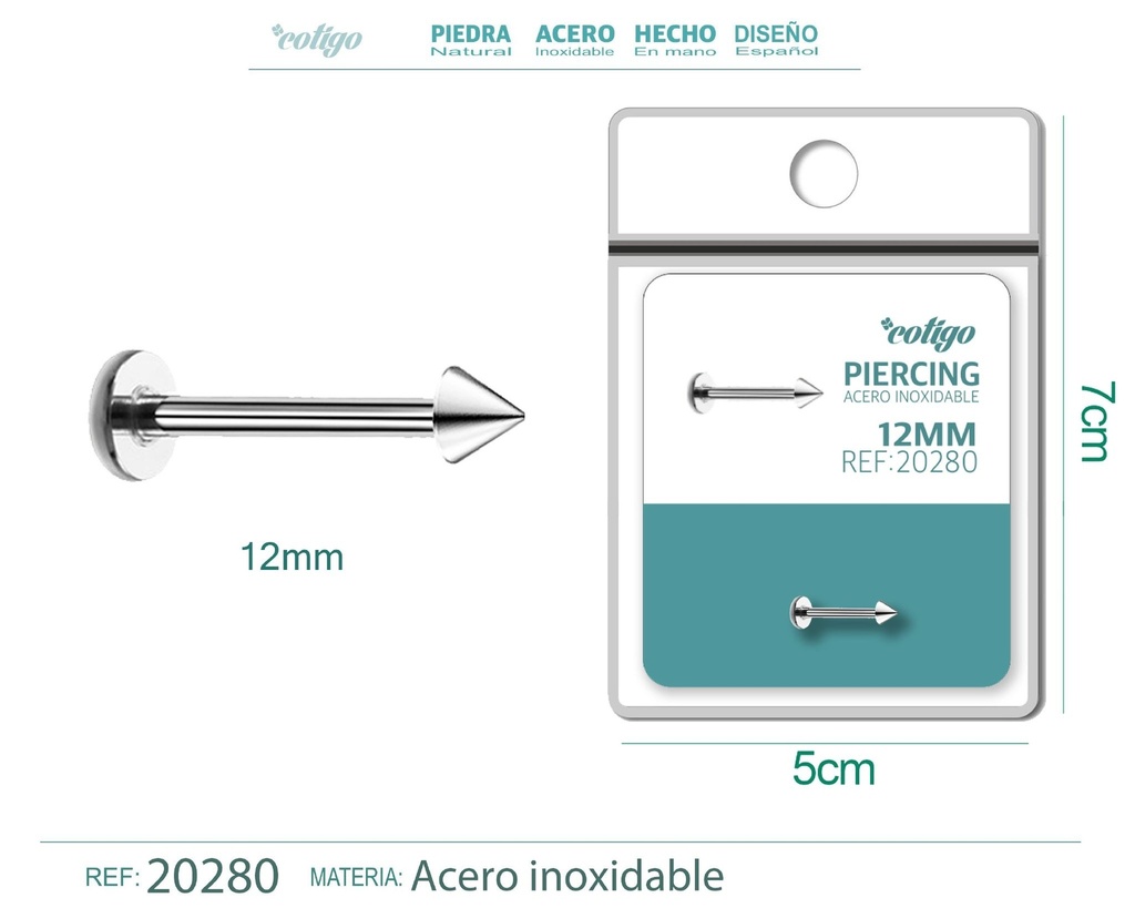Piercing de acero antialérgico color plateado - Joyería y accesorios