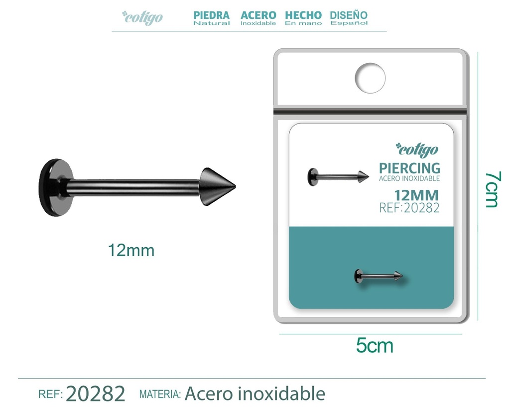 Piercing de acero antialérgico color negro - Joyería y accesorios