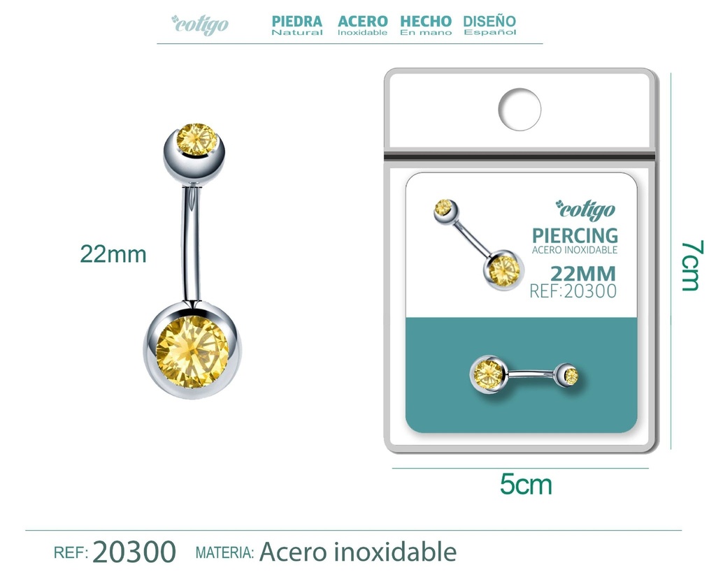 Piercing de acero antialérgico color plateado con dorado - Joyería y accesorios