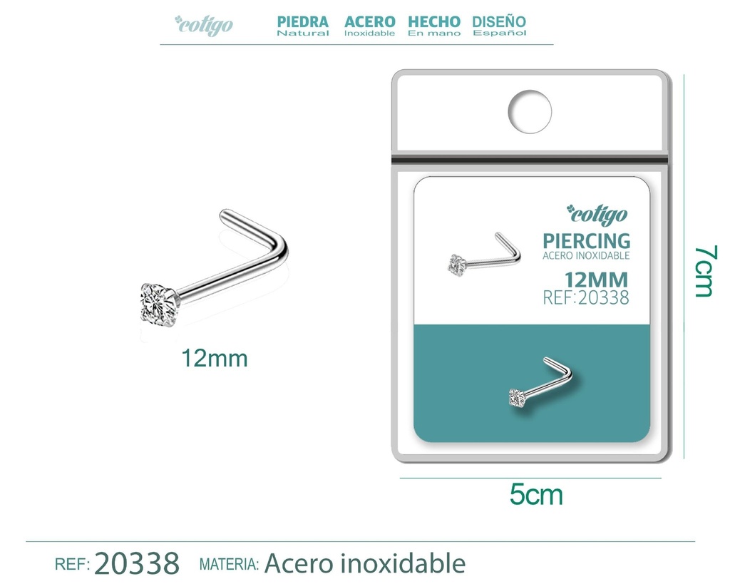 Piercing de acero antialérgico color plateado - Joyería y accesorios