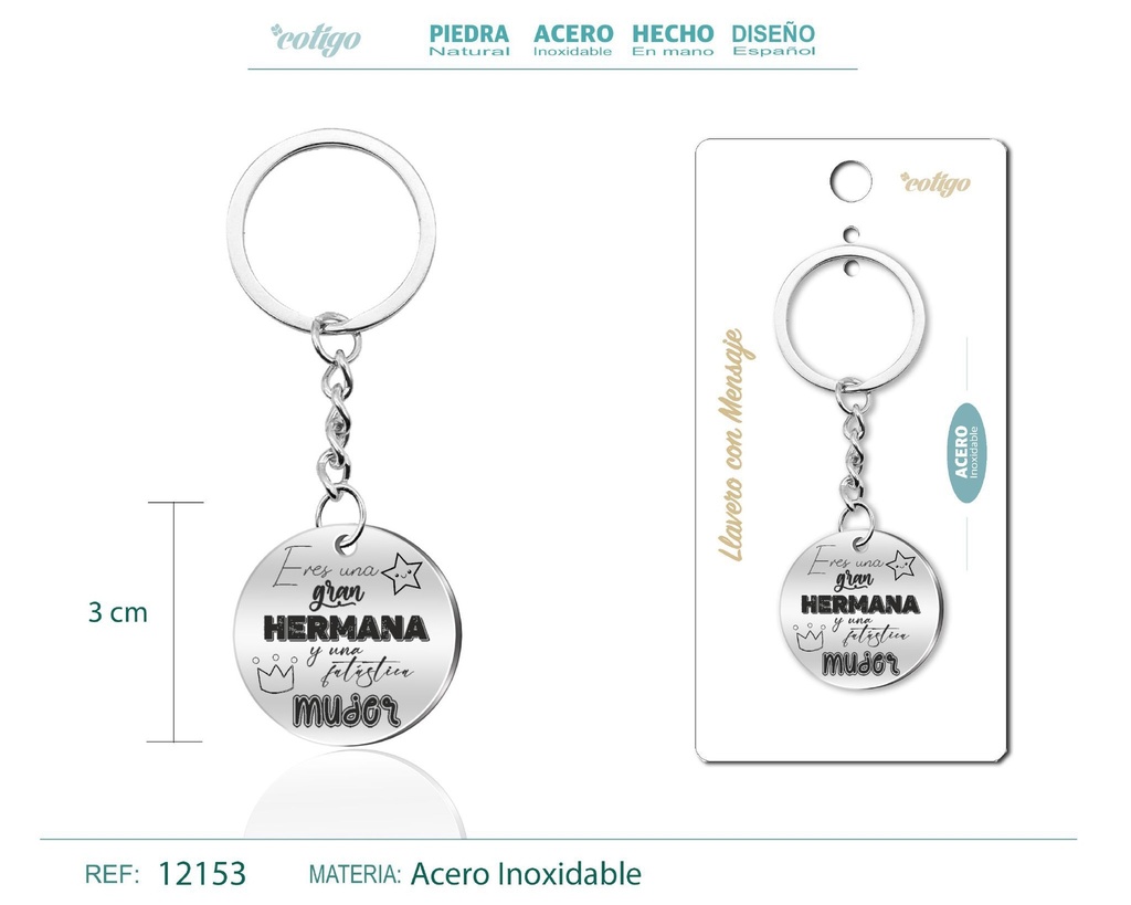 Llavero de acero con mensaje - Accesorios de regalo y personalización