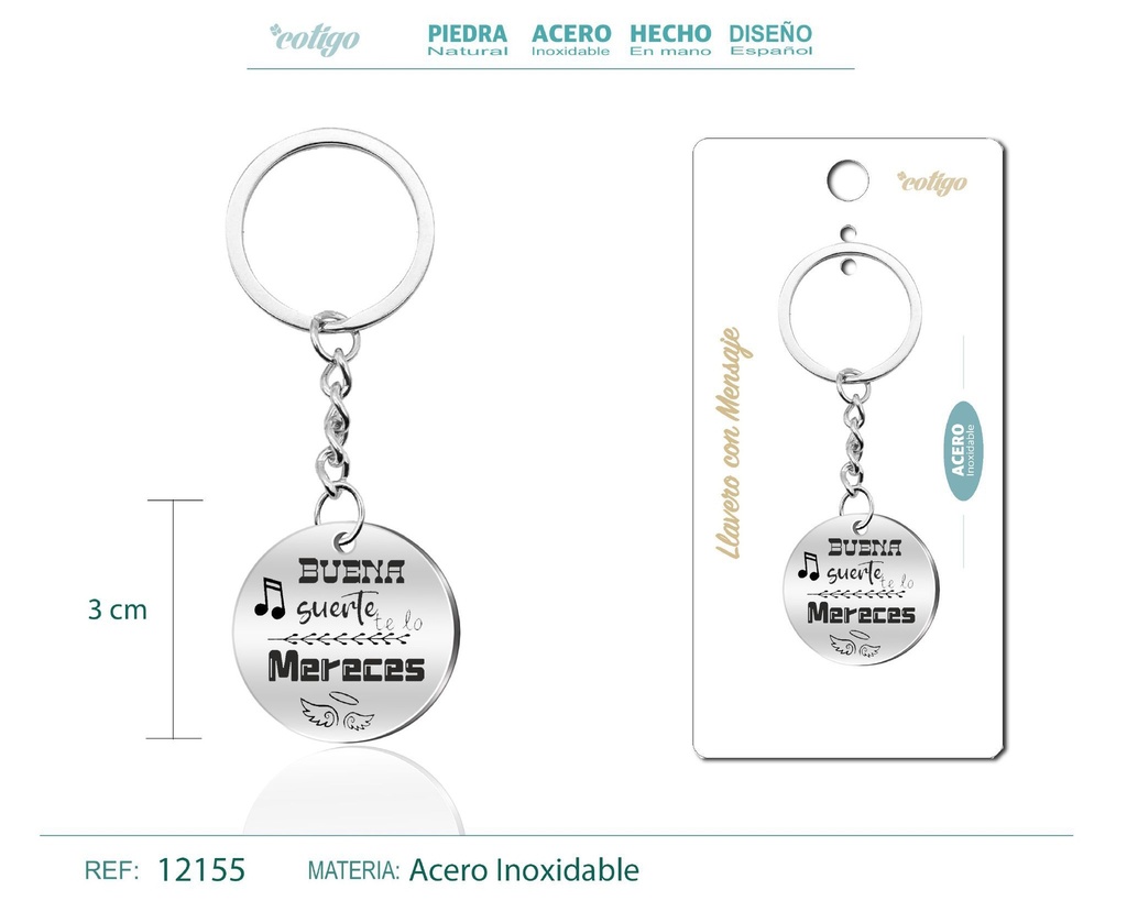 Llavero de acero con mensaje - Accesorios de regalo y personalización