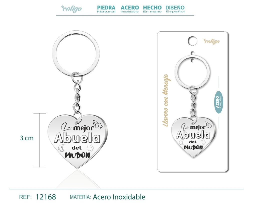 Llavero de acero con mensaje - Accesorios de regalo y personalización