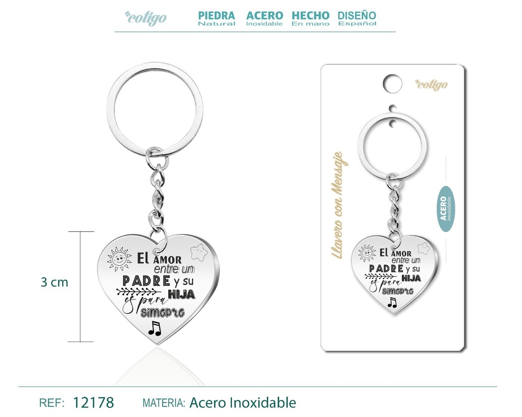Llavero de acero con mensaje - Accesorios de regalo y personalización