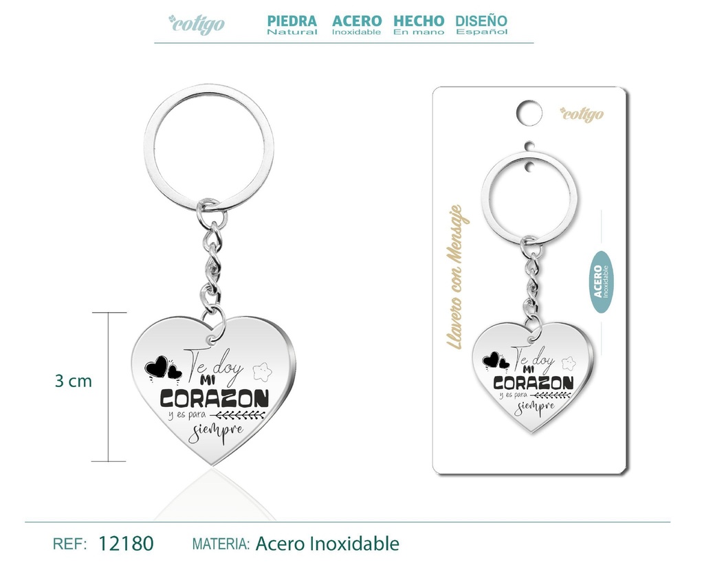 Llavero de acero con mensaje - Accesorios de regalo y personalización