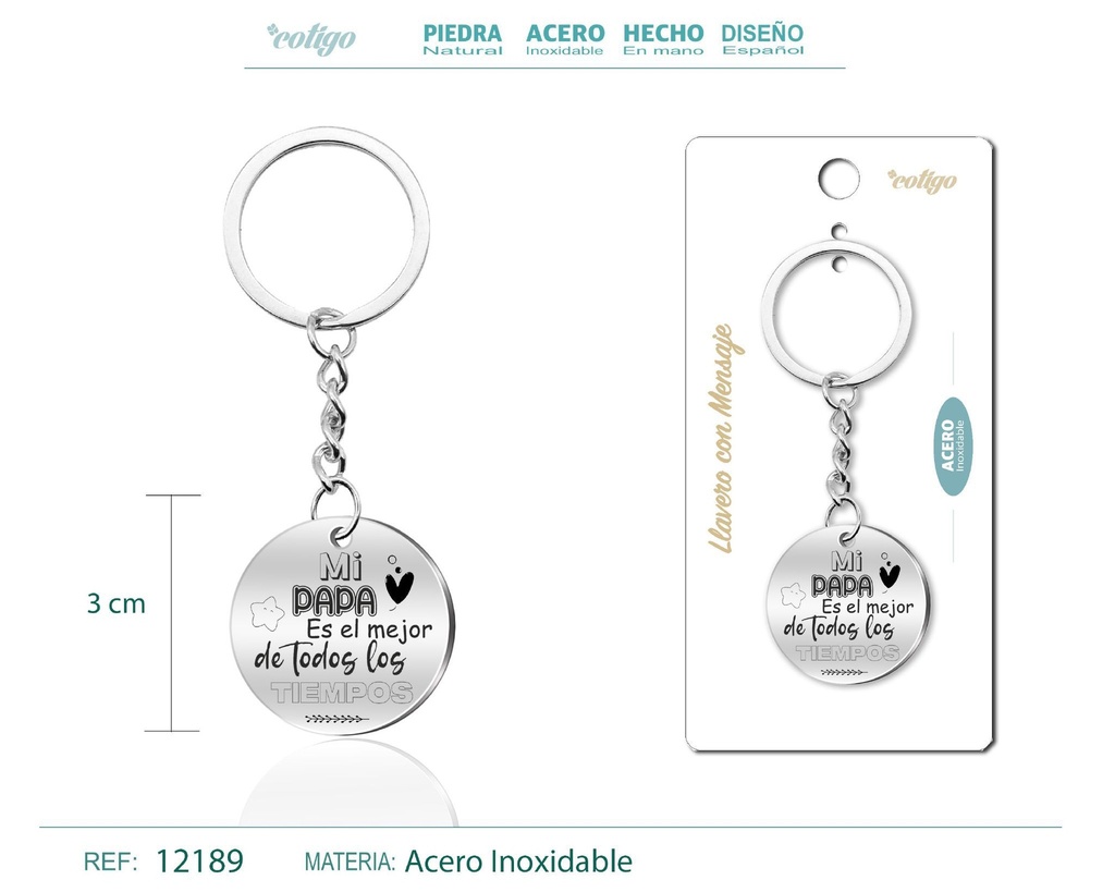 Llavero de acero con mensaje - Accesorios de regalo y personalización
