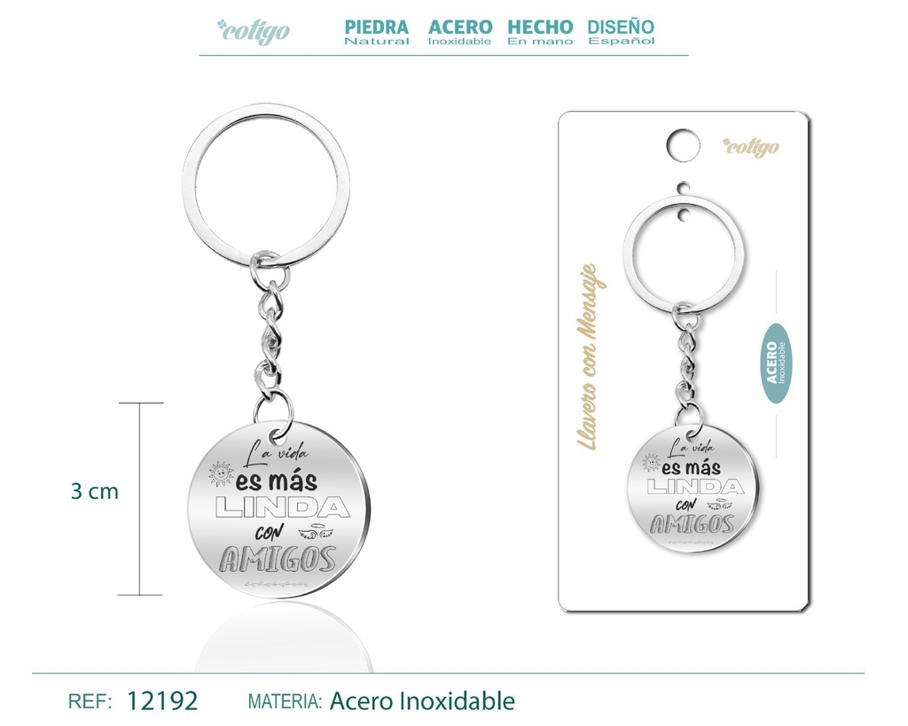 Llavero de acero con mensaje - Accesorios de regalo y personalización