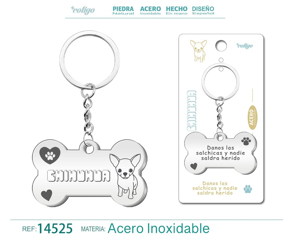 Llavero de acero con perro chihuahua - Accesorios de mascotas