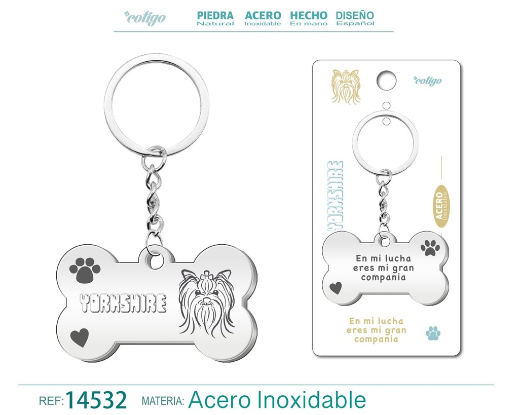 Llavero de acero con perro yorkshire - Accesorios de mascotas