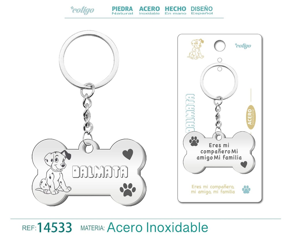 Llavero de acero con perro dálmata - Accesorios de mascotas