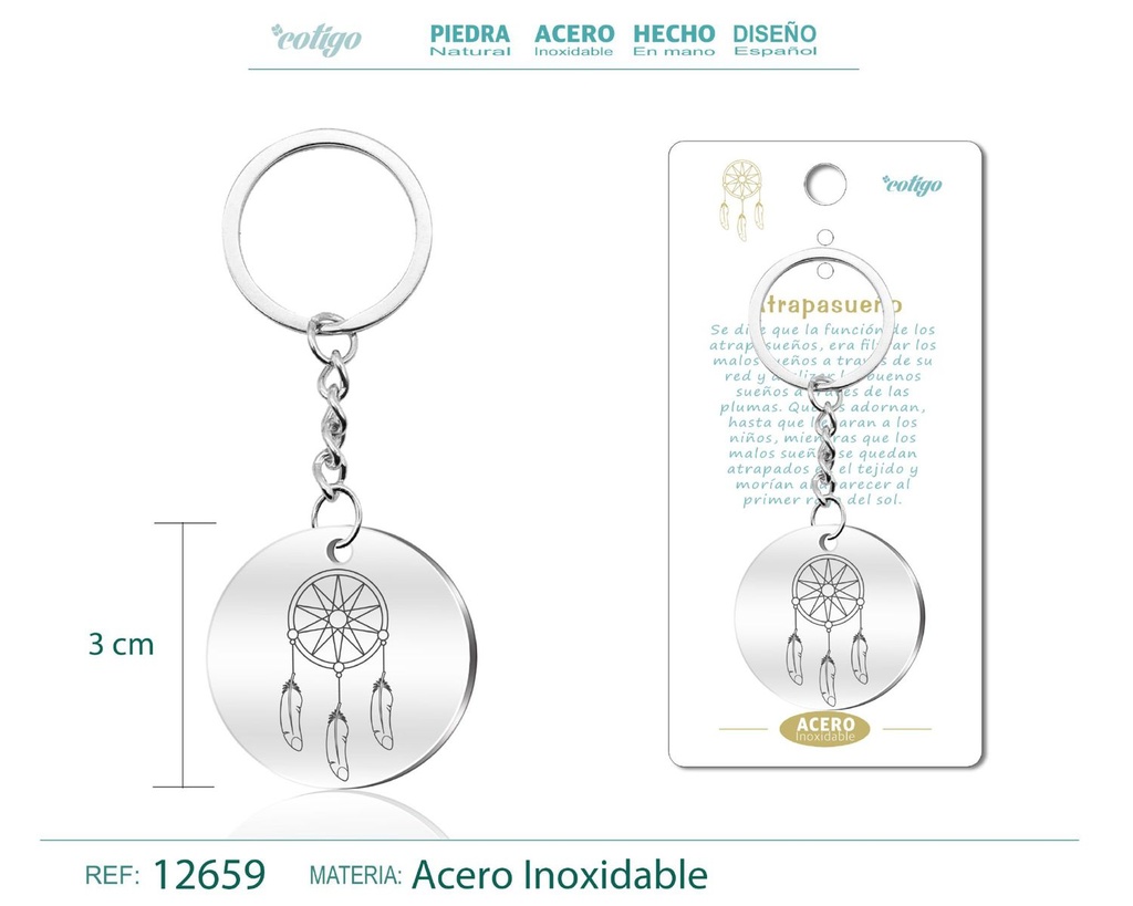 Llavero de Acero con Símbolo de Suerte Atrapasueños - Accesorios de protección y sueños positivos
