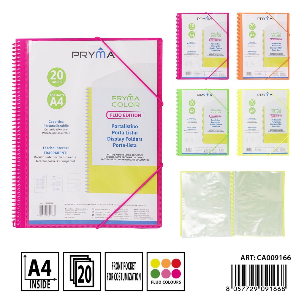 Carpeta espiral fluo 20 páginas 24x31x2cm - Papelería