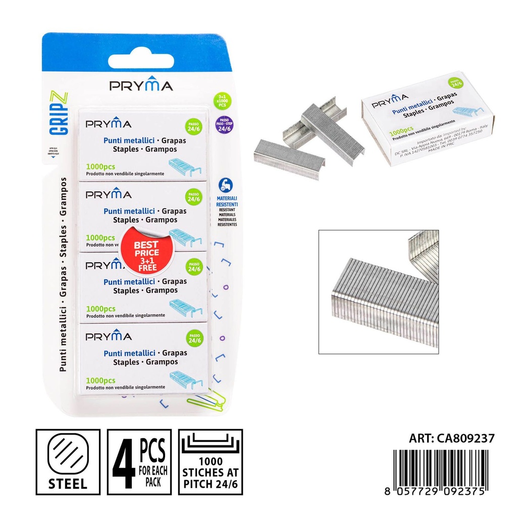 Grampas 24/6 1000 unidades 3+1 - Papelería