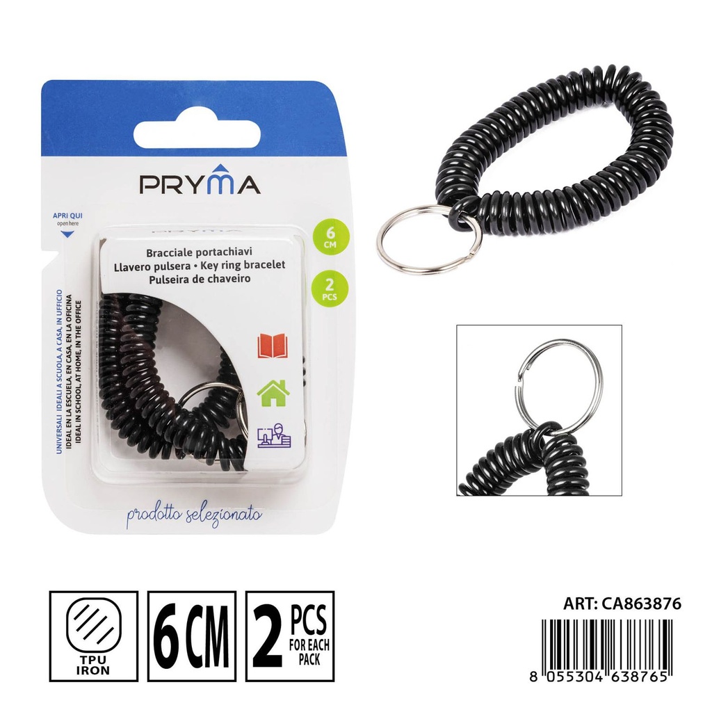 Pulsera espiral para llaves 6cm 2 piezas - Accesorios