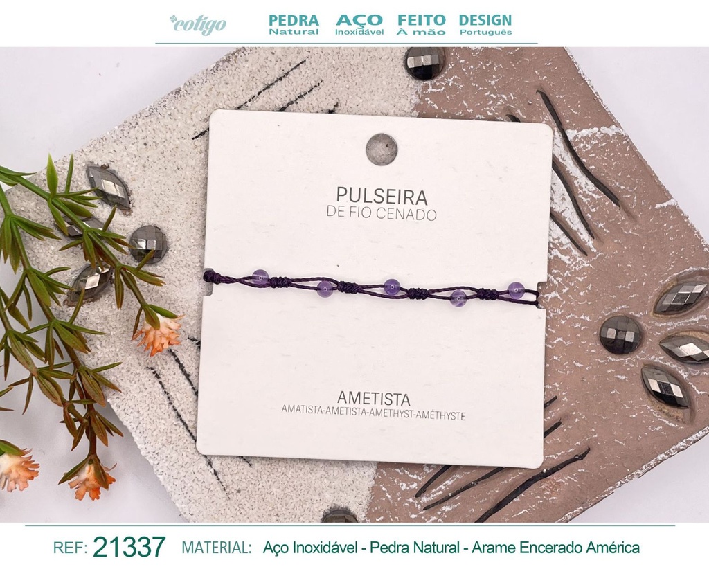 Pulsera de hilo encerado con Amatista - Joyería y amuletos