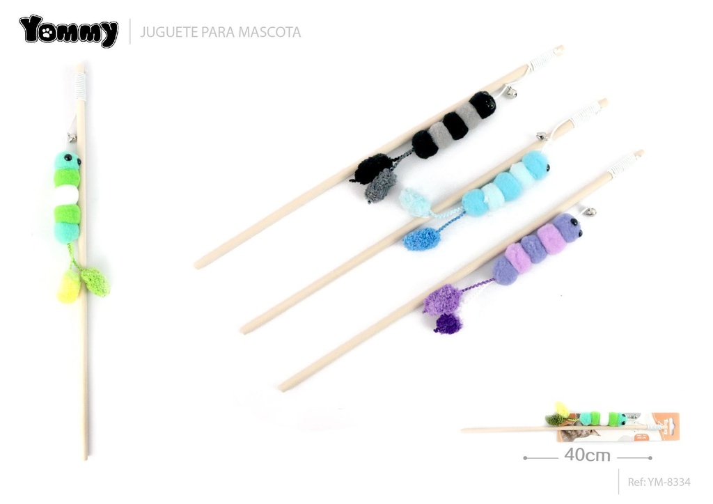Juguete de varita con oruga para gatos 40 cm - Juguetes de interacción para mascotas