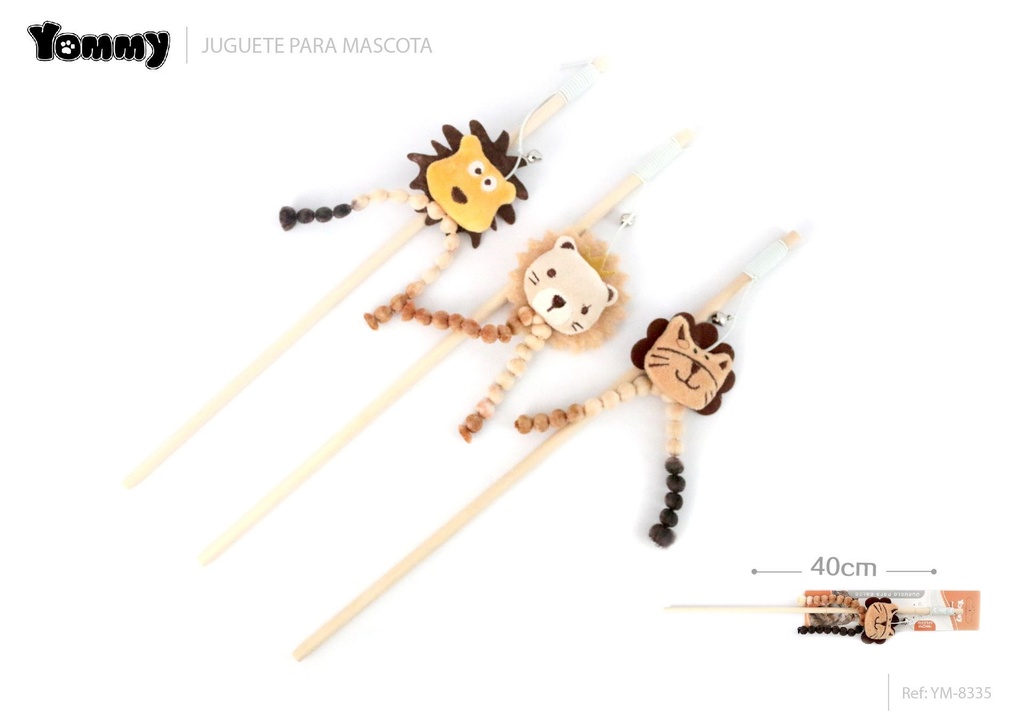 Juguete de varita con león para gatos 40 cm - Juguetes de diversión para gatos