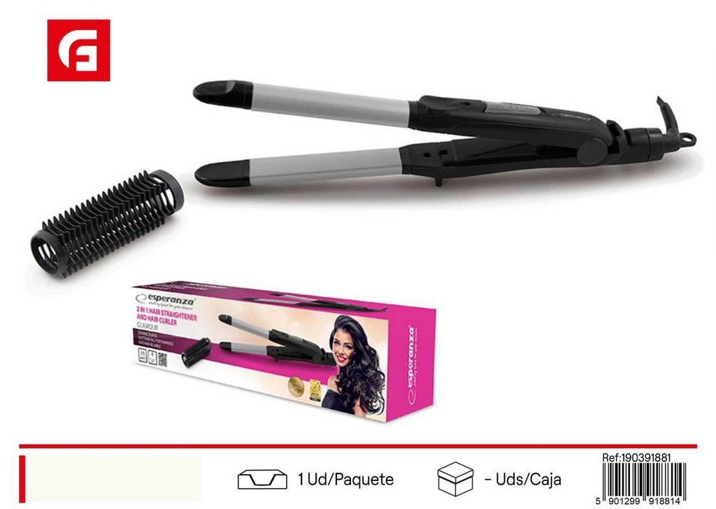 Rizador-plancha de pelo 2 en 1 cerámico - Electrónica para el cabello