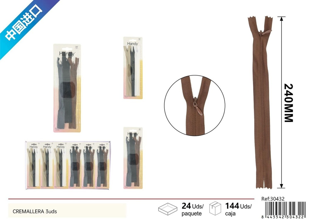 Cremallera invisible 3 pcs - Accesorios de costura y cremallera