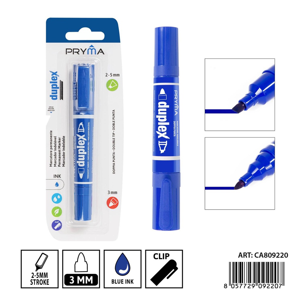 Marcador de doble punta 5/3mm azul - Herramientas de escritura