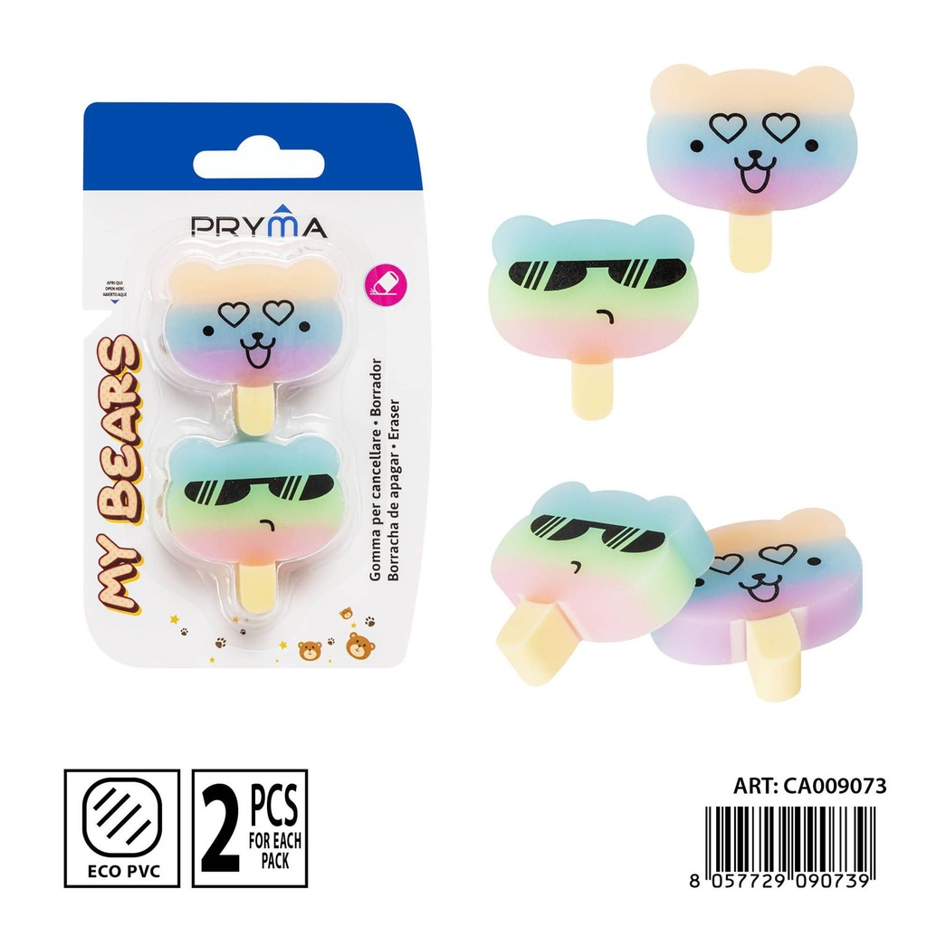 Goma de borrar oso 2PZ - Accesorios de papelería