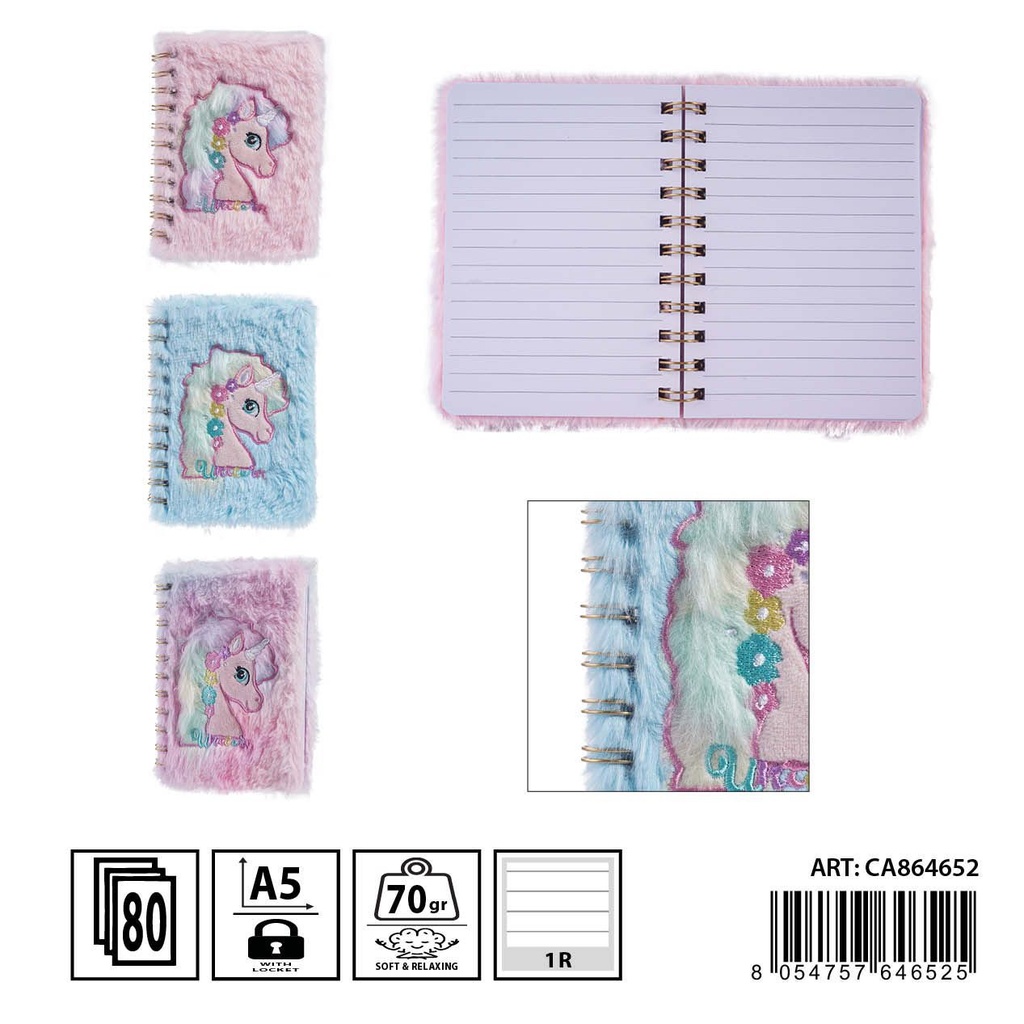 Libreta peluche espiral A6 70FF 10.5X14.8 - Papelería