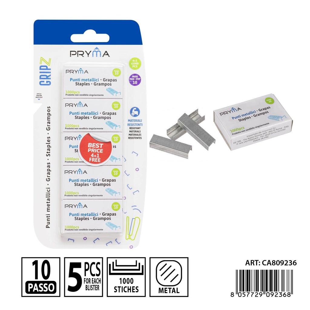 Grampas No.10, 1000pcs - Materiales de oficina