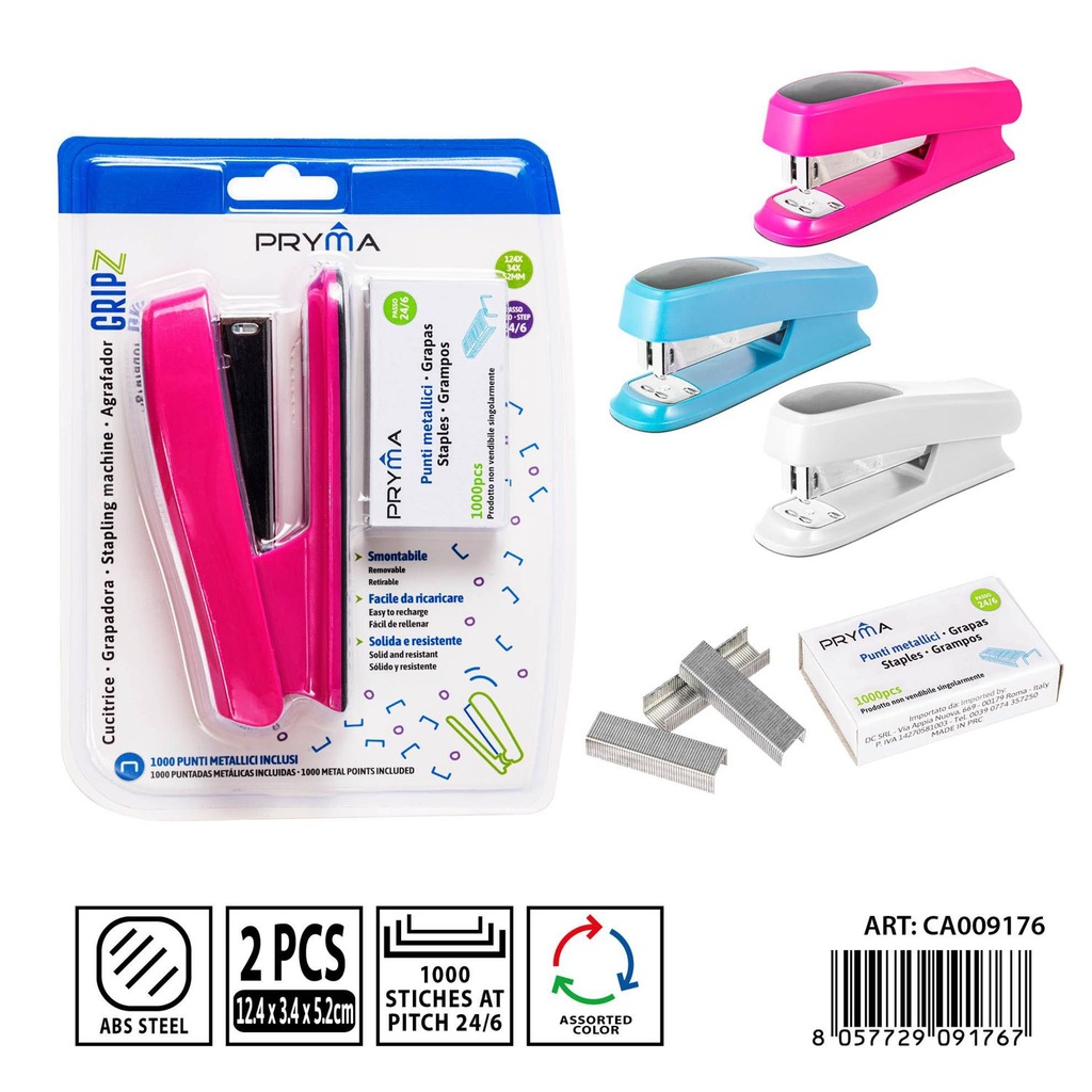 Grampadora + grampas 24/6, 1000grapas/box - Materiales de oficina