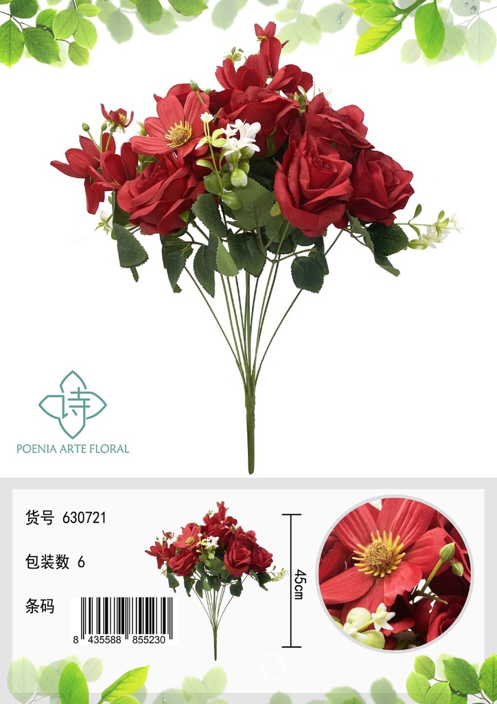 Ramo de 11 cabezas de rosa de ángel artificial - Decoración floral y arreglos