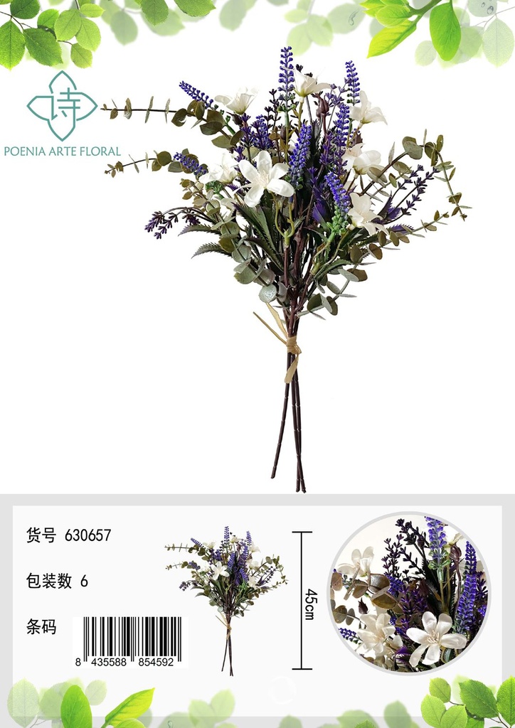 Ramo de eucalyptus oscuro con pequeñas flores - Bouquet decorativo