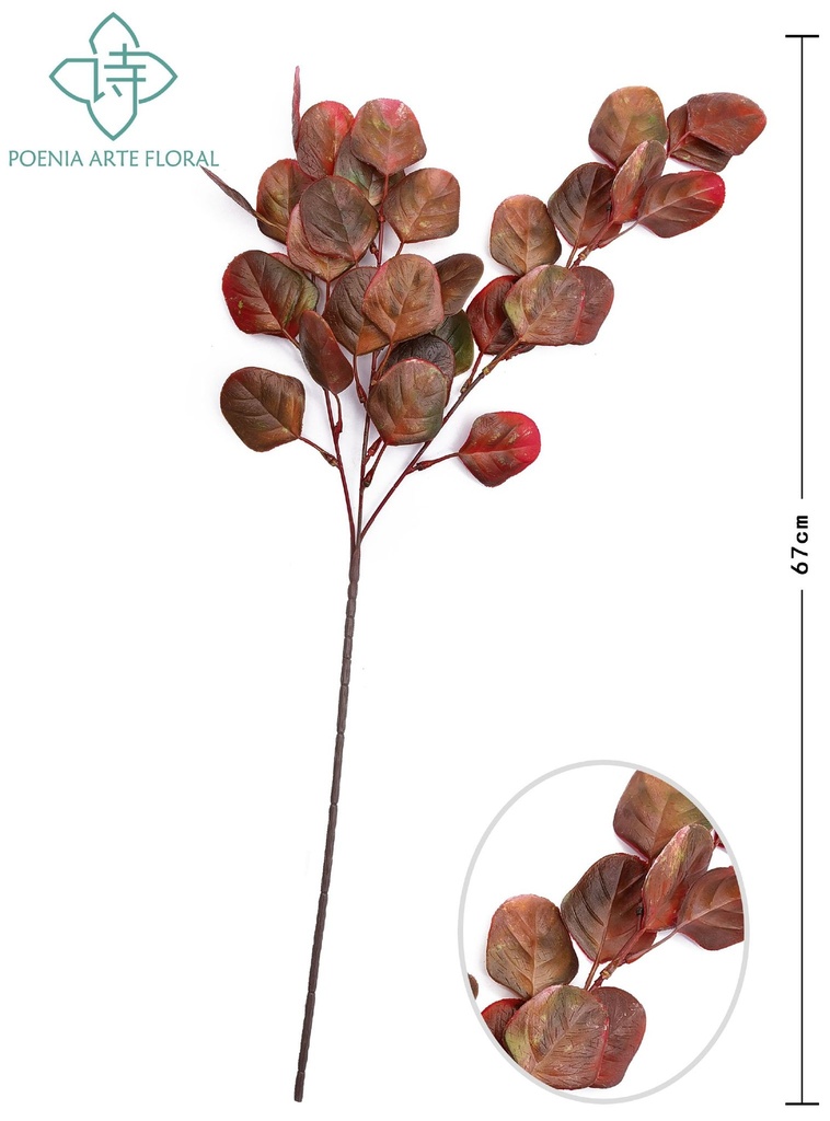 Rama decorativa de flores artificiales - Con tres hojas en verde