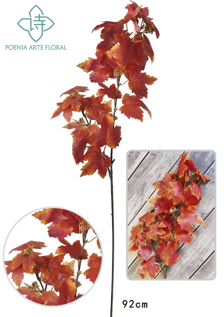 Ramo decorativo de hojas de uva y arce rojas - Varas decorativas
