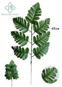 Rama de hojas de cuero artificial de 33 cm de altura con 7 cabezas - Jardín y decoración de plantas