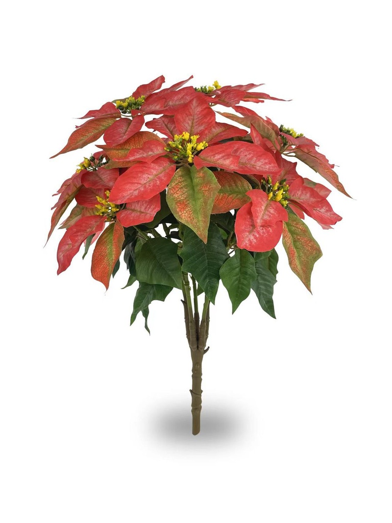 Bonsái artificial de 12 cabezas de Flores de Navidad simuladas - Planta decorativa