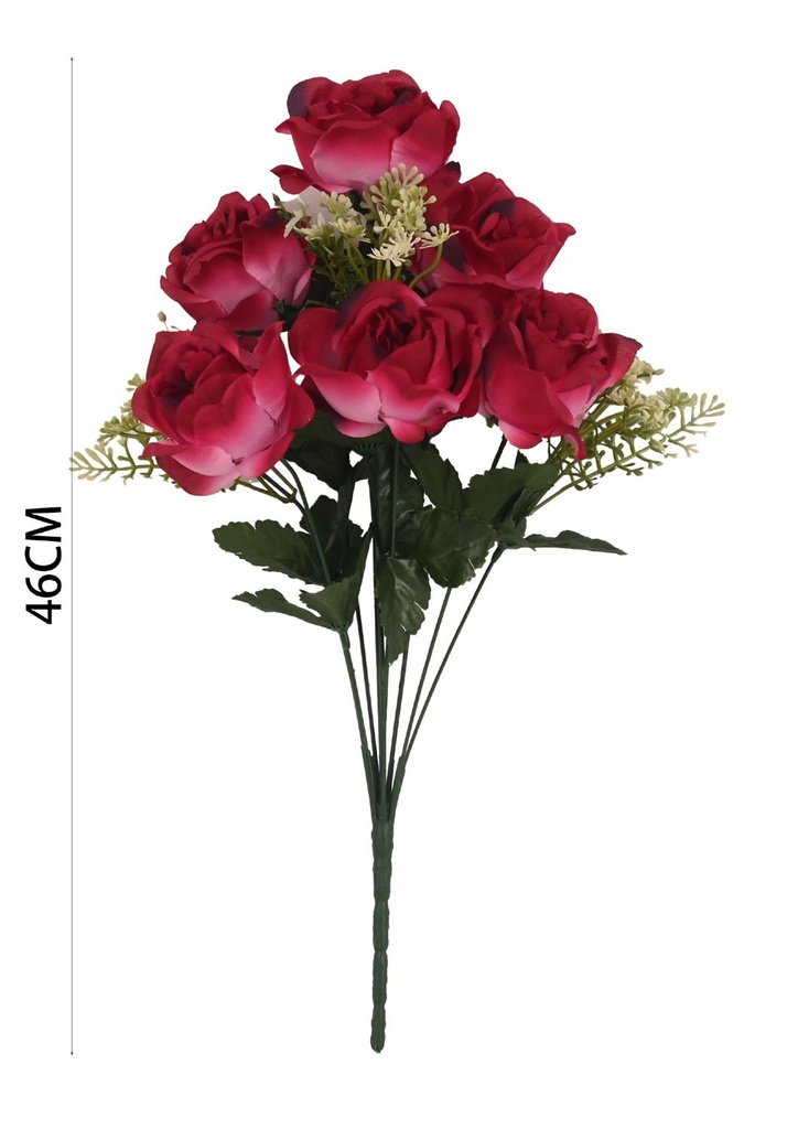 Ramo de rosas con flores y hierbas (6 flores, 3 hierbas)