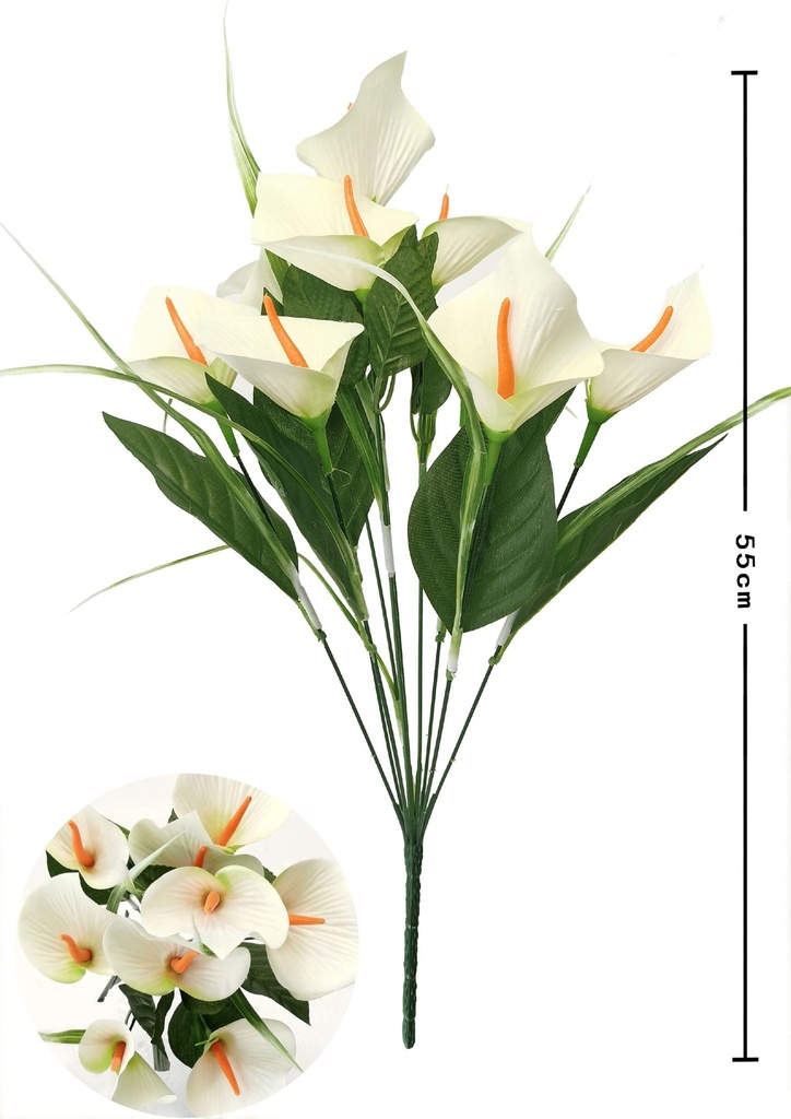 Rama decorativa de flores artificiales - Lirio de agua 10 cabezas