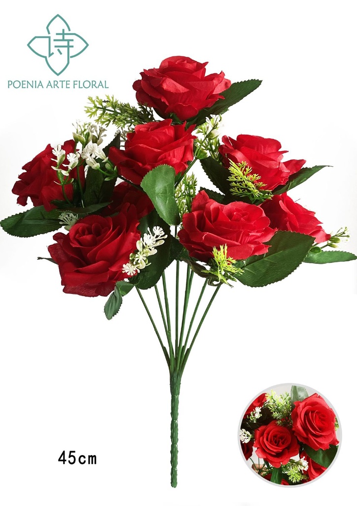 Ramo de rosas con bordes (8 cabezas)