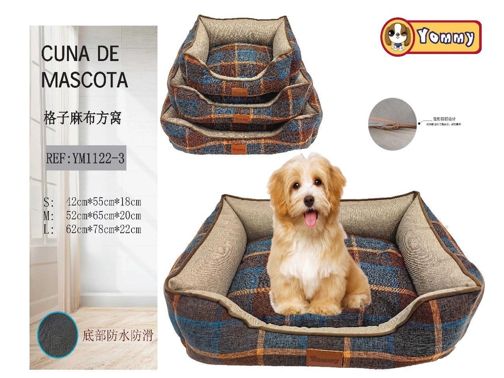 Cuna de perro (juego de 3 piezas) azul - Accesorios para mascotas