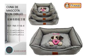 Cuna de perro 3 piezas de lienzo a cuadros gris 1118-4 - Elección que valora la comodidad