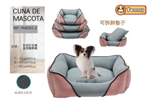 Cuna de perro de terciopelo y peluche rosa en set de 3 piezas - Camas de lujo para perros