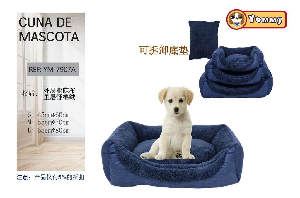 Cuna de perro (juego de 3 piezas) azul oscuro - Accesorios para mascotas