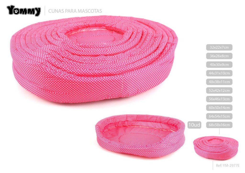 Cuna de 10 piezas rosa 68x58x16 cm - Accesorios para mascotas