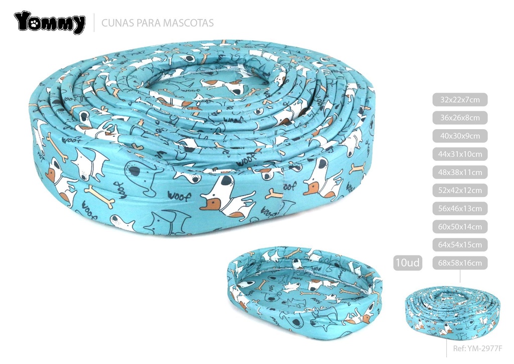 Cuna de perro de poliéster con estrellas en azul 68x58x16 cm - Accesorios para mascotas