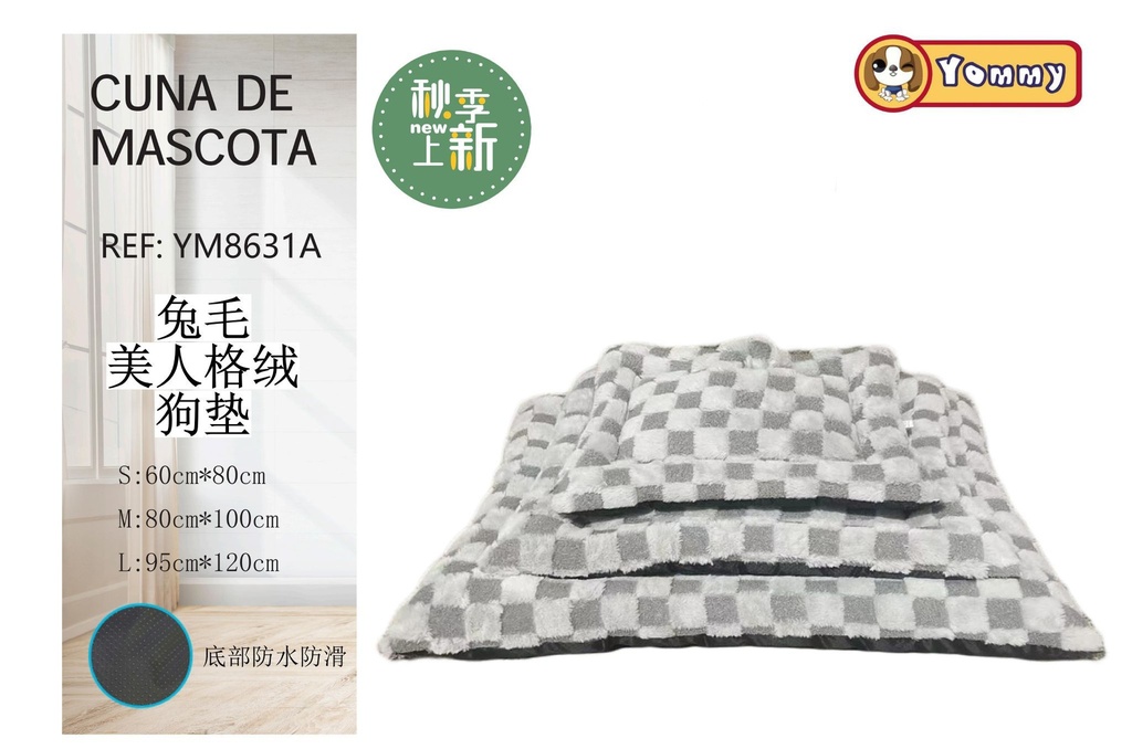 Colchoneta de perro de felpa suave en gris 60x60 cm - Accesorios para mascotas