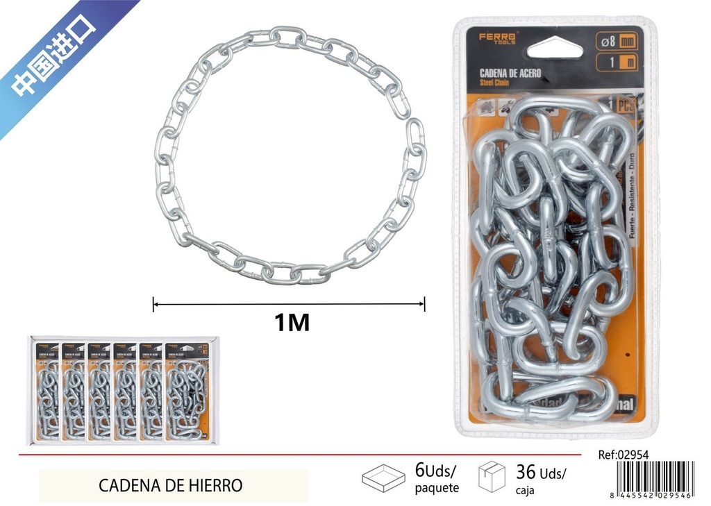 Cadena de hierro 8mm*1m - Accesorios de ferretería y cadenas