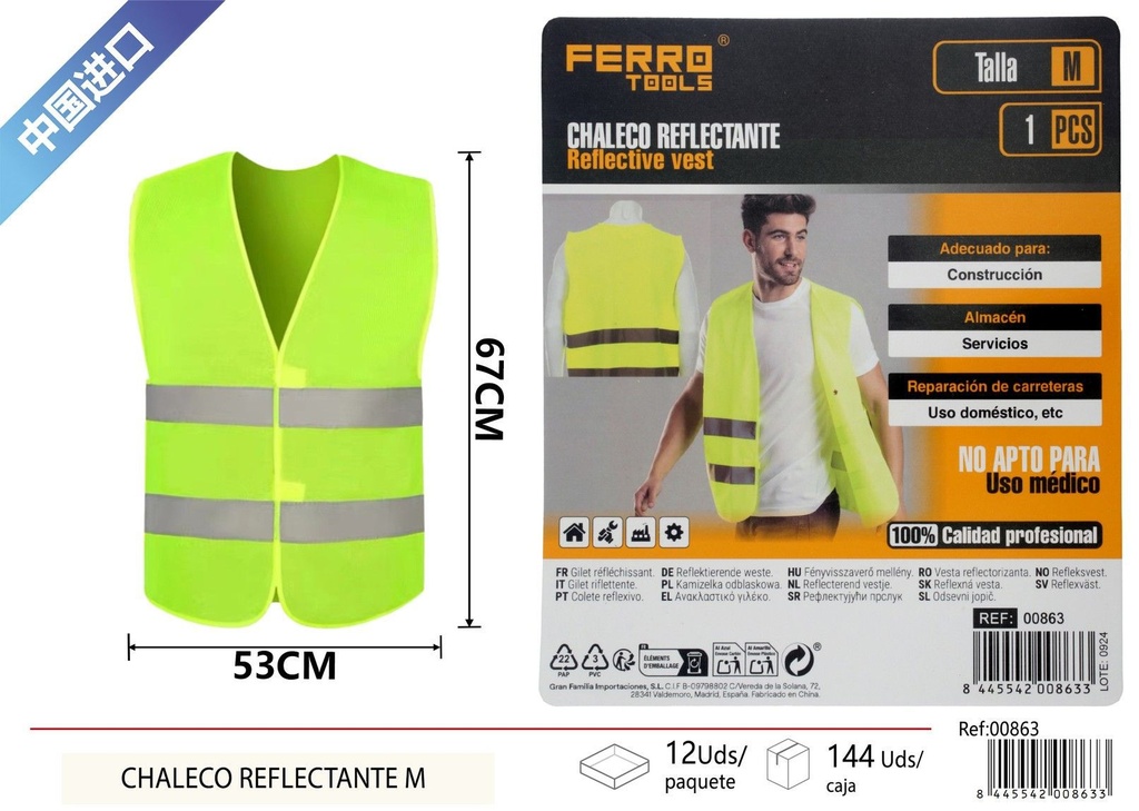 Chaleco reflectante talla M - Accesorios de coche y seguridad