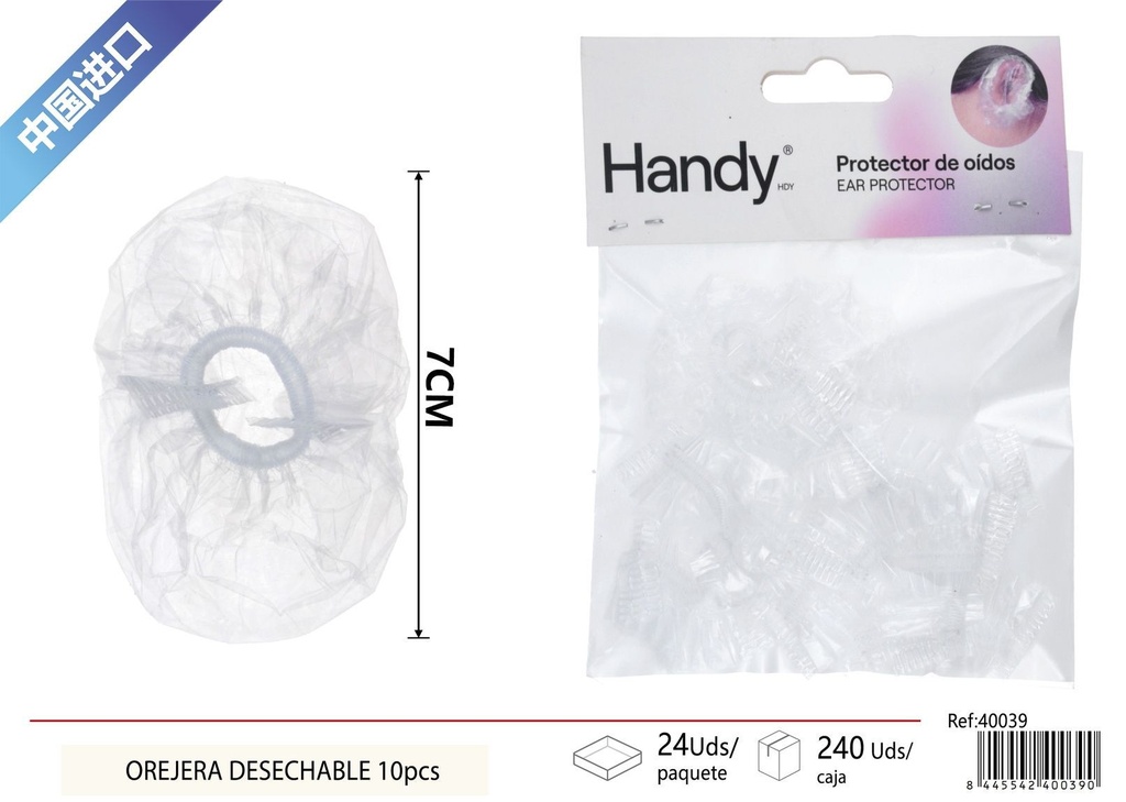 Orejera desechable transparente blanca 10pcs - Accesorios desechables