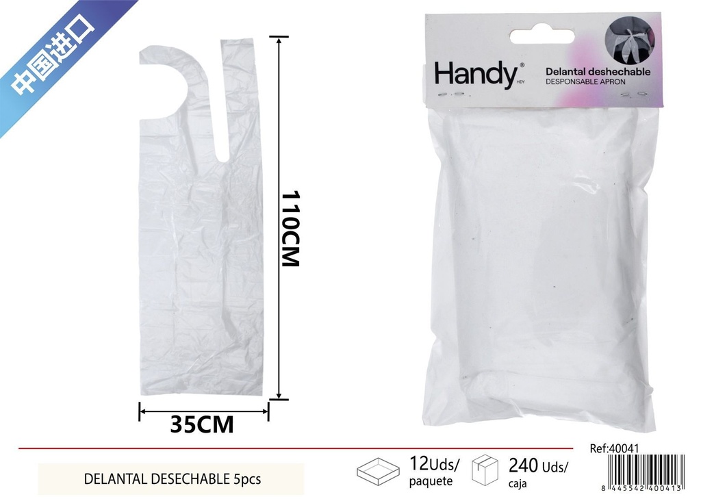 Delantal desechable transparente - Utensilios de cocina y protección 