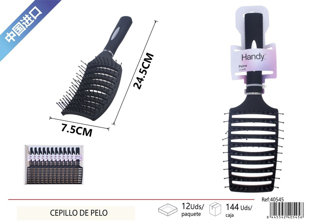 Cepillo de pelo cuadrado con aire calado - Accesorios de belleza para el cabello